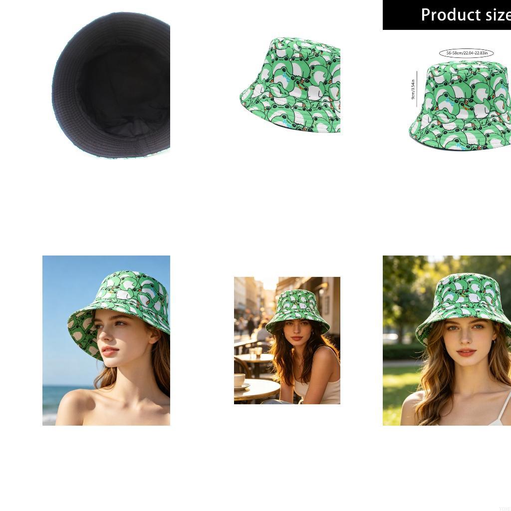 Packable Hat Nylon - Packbarer Fischerhut mit Frosch-Print für Wochenendreisen,