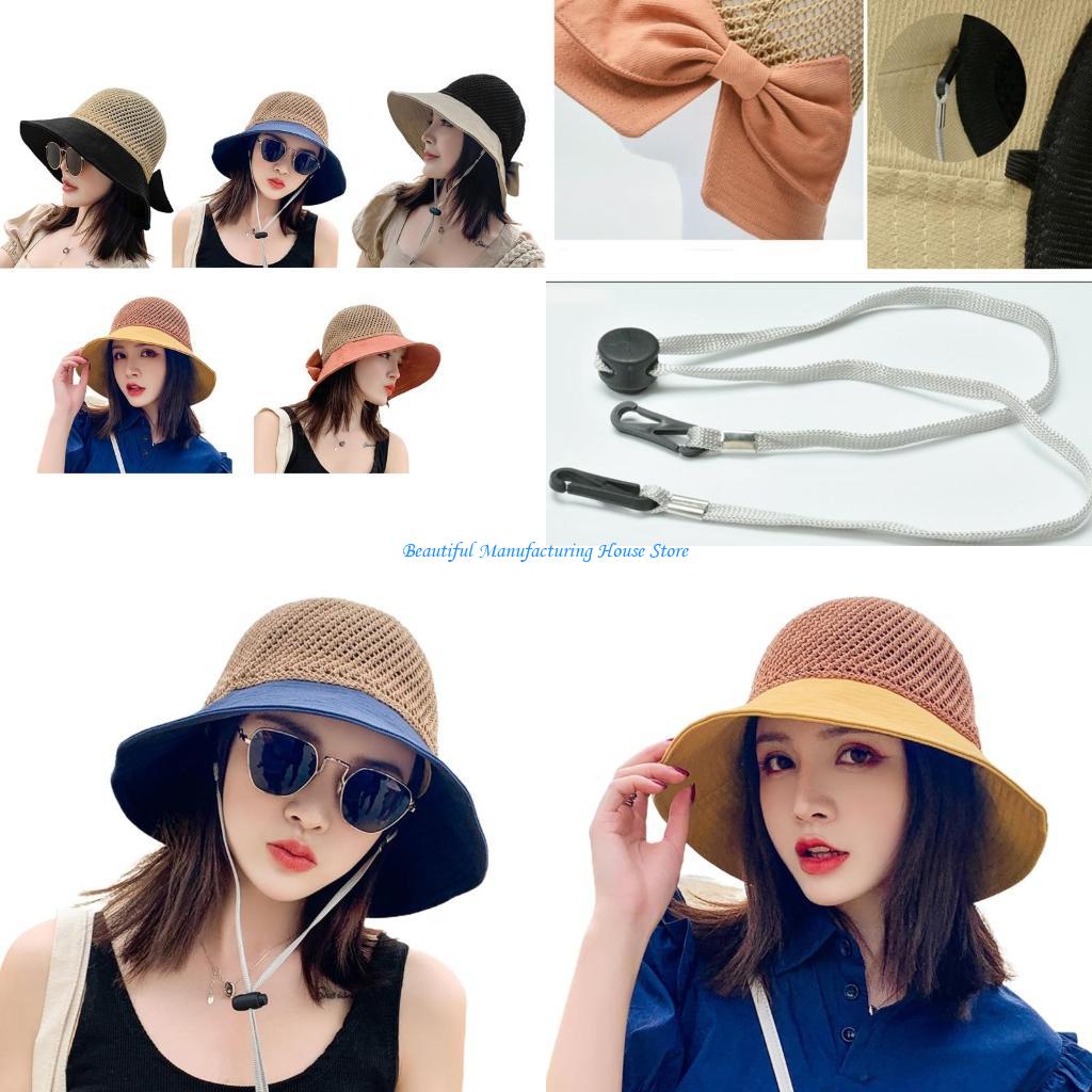 Packable Hat Nylon - E56A Damen-Sommer-Mesh-Oberteil für Sonnenblende, Strandhut, geteilter